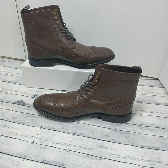 Anthony Veer Mens Grant Wingtip Leather Dress Boot Dark Brown SZ 11 - Picture 2 of 9